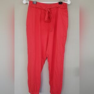 Women’s Coral Paperbag Waist Tie Pants